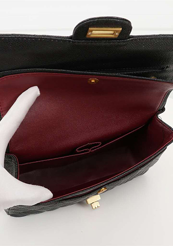 Adele Flap Medium Grain Leather Gold Hardware Black