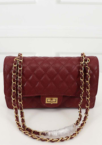 Adele Flap Medium Grain Leather Gold Hardware Burgundy