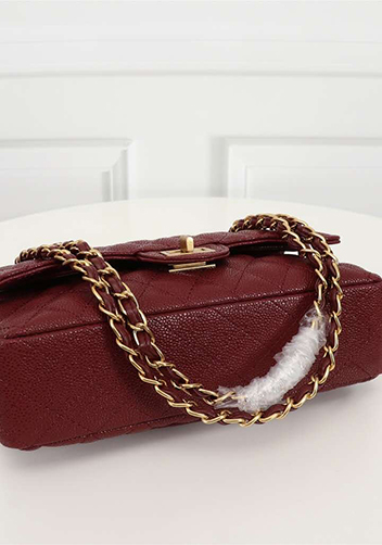 Adele Flap Medium Grain Leather Gold Hardware Burgundy