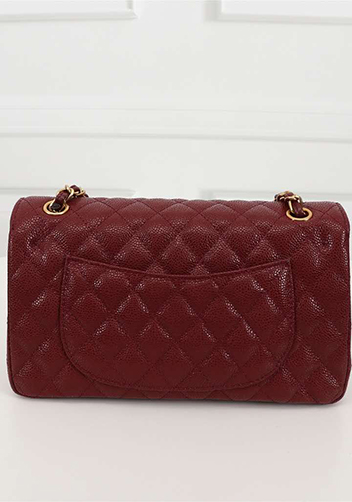 Adele Flap Medium Grain Leather Gold Hardware Burgundy