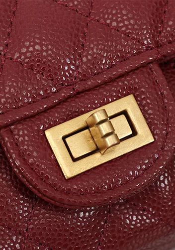 Adele Flap Medium Grain Leather Gold Hardware Burgundy