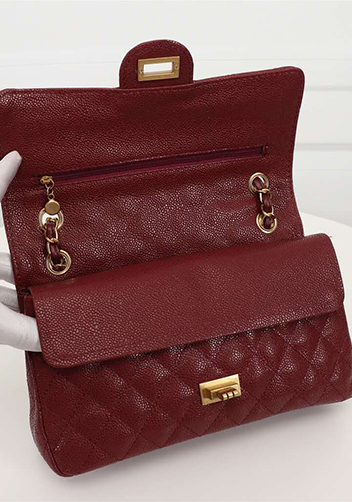 Adele Flap Medium Grain Leather Gold Hardware Burgundy