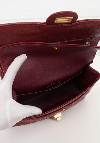 Adele Flap Medium Grain Leather Gold Hardware Burgundy