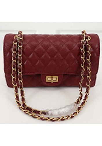 Adele Flap Medium Grain Leather Gold Hardware Burgundy