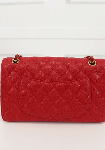 Adele Flap Medium Grain Leather Gold Hardware Red