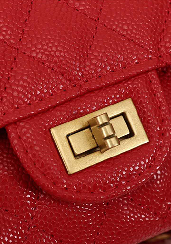 Adele Flap Medium Grain Leather Gold Hardware Red