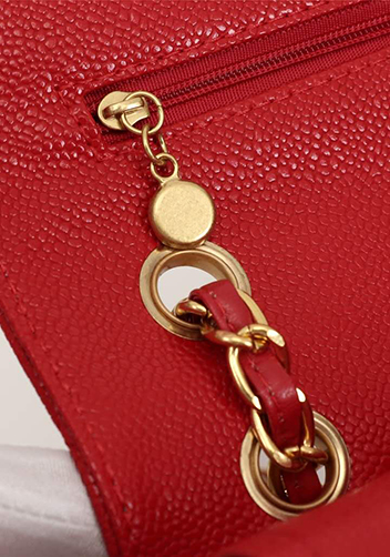 Adele Flap Medium Grain Leather Gold Hardware Red