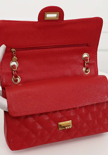 Adele Flap Medium Grain Leather Gold Hardware Red