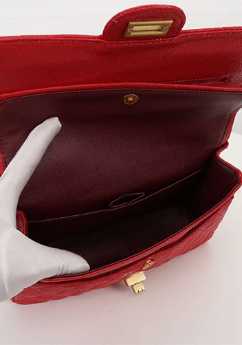 Adele Flap Medium Grain Leather Gold Hardware Red
