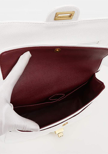 Adele Flap Medium Grain Leather Gold Hardware White