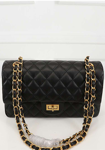 Adele Flap Medium Lambskin Gold Hardware Black