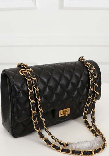 Adele Flap Medium Lambskin Gold Hardware Black