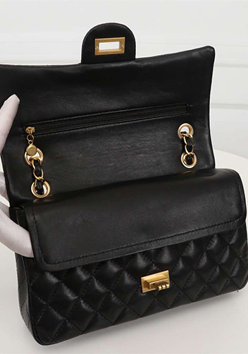 Adele Flap Medium Lambskin Gold Hardware Black