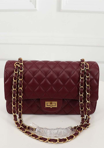Adele Flap Medium Lambskin Gold Hardware Burgundy