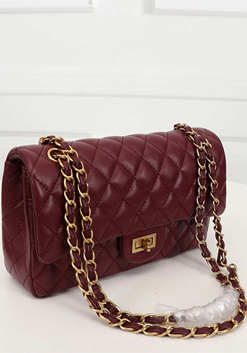 Adele Flap Medium Lambskin Gold Hardware Burgundy