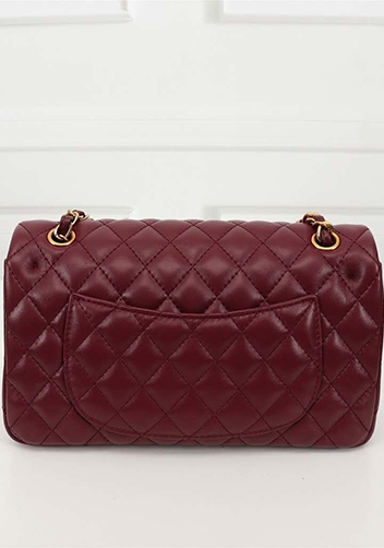 Adele Flap Medium Lambskin Gold Hardware Burgundy
