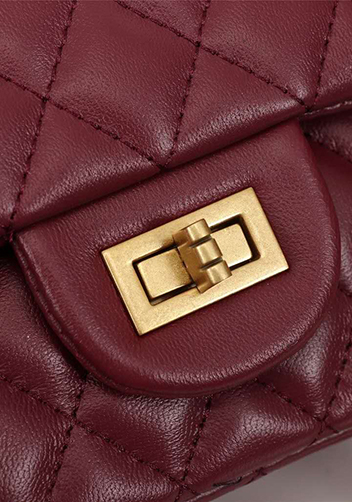 Adele Flap Medium Lambskin Gold Hardware Burgundy