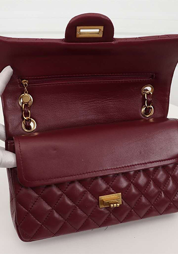 Adele Flap Medium Lambskin Gold Hardware Burgundy