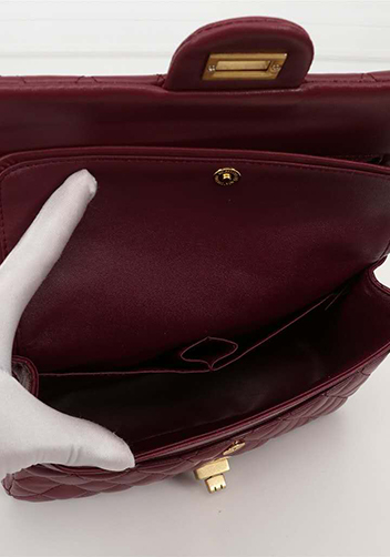 Adele Flap Medium Lambskin Gold Hardware Burgundy