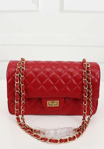 Adele Flap Medium Lambskin Gold Hardware Red
