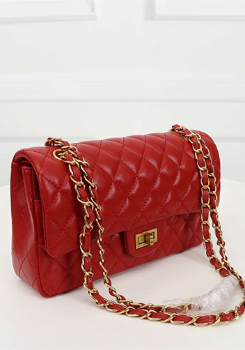 Adele Flap Medium Lambskin Gold Hardware Red