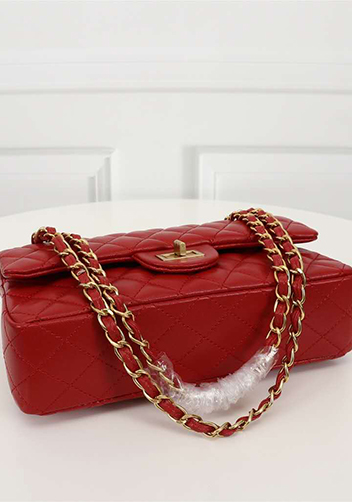 Adele Flap Medium Lambskin Gold Hardware Red