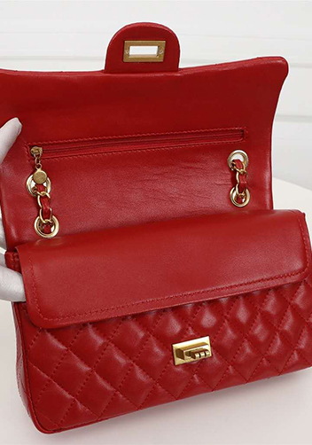 Adele Flap Medium Lambskin Gold Hardware Red