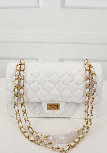 Adele Flap Medium Lambskin Gold Hardware White