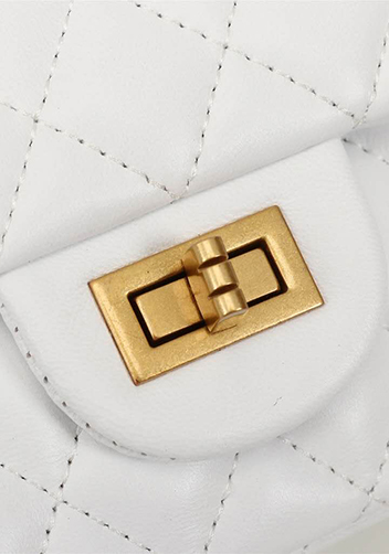 Adele Flap Medium Lambskin Gold Hardware White
