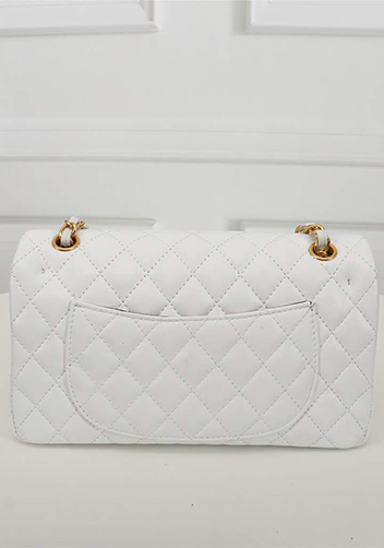 Adele Flap Medium Lambskin Gold Hardware White
