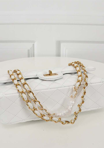 Adele Flap Medium Lambskin Gold Hardware White