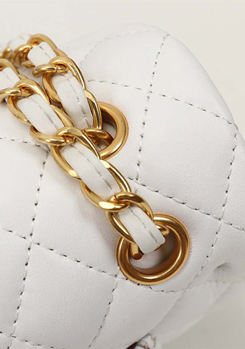 Adele Flap Medium Lambskin Gold Hardware White