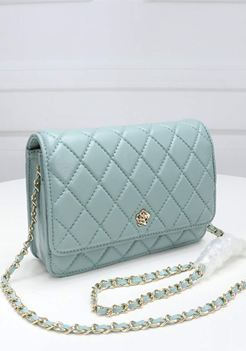 Adeline Lambskin Leather Diamond Shape Shoulder Bag Green