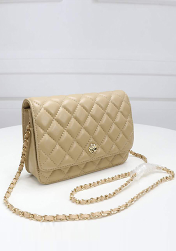 Adeline Lambskin Leather Diamond Shape Shoulder Bag Beige