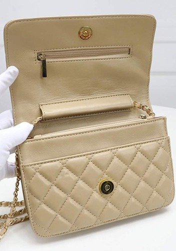 Adeline Lambskin Leather Diamond Shape Shoulder Bag Beige