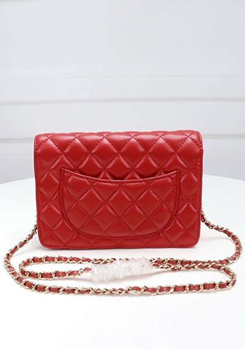 Adeline Lambskin Leather Diamond Shape Shoulder Bag Red