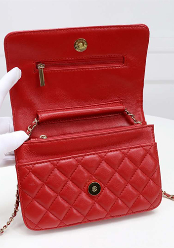 Adeline Lambskin Leather Diamond Shape Shoulder Bag Red