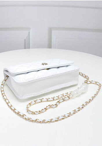 Adeline Lambskin Leather Diamond Shape Shoulder Bag White