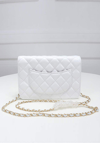 Adeline Lambskin Leather Diamond Shape Shoulder Bag White