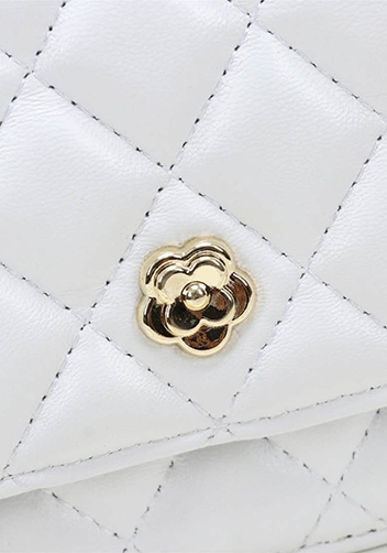 Adeline Lambskin Leather Diamond Shape Shoulder Bag White