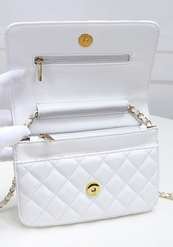 Adeline Lambskin Leather Diamond Shape Shoulder Bag White