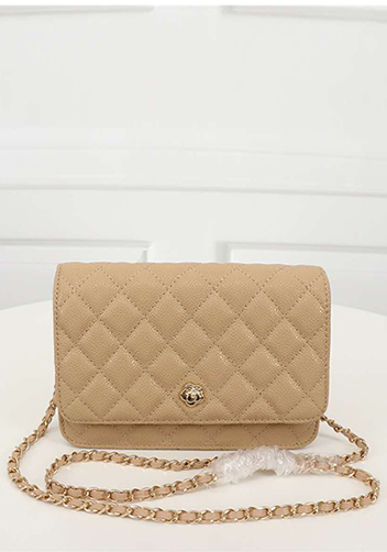 Adeline Caviar Leather Diamond Shape Shoulder Bag Beige