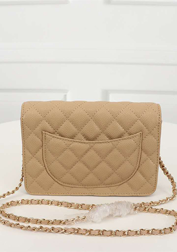 Adeline Caviar Leather Diamond Shape Shoulder Bag Beige