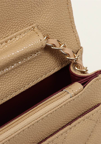Adeline Caviar Leather Diamond Shape Shoulder Bag Beige