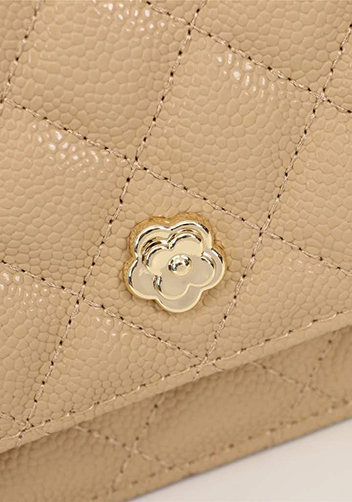 Adeline Caviar Leather Diamond Shape Shoulder Bag Beige