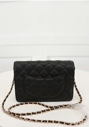 Adeline Caviar Leather Diamond Shape Shoulder Bag Black