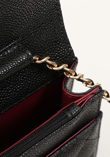 Adeline Caviar Leather Diamond Shape Shoulder Bag Black