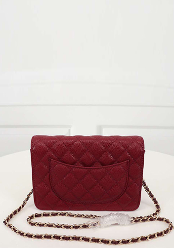 Adeline Caviar Leather Diamond Shape Shoulder Bag Burgundy