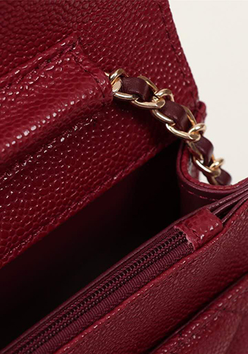 Adeline Caviar Leather Diamond Shape Shoulder Bag Burgundy