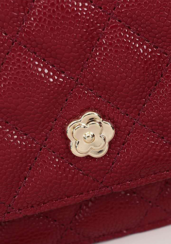 Adeline Caviar Leather Diamond Shape Shoulder Bag Burgundy